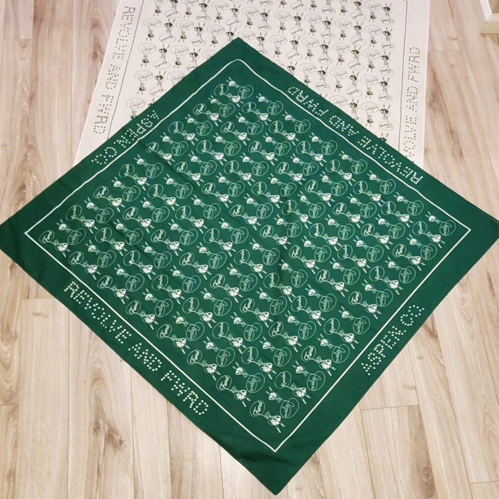 Revolve+FWRD, Aspen Set Of 2 Oversized 43" Bandanas, Roping Cowgirl Green/White
